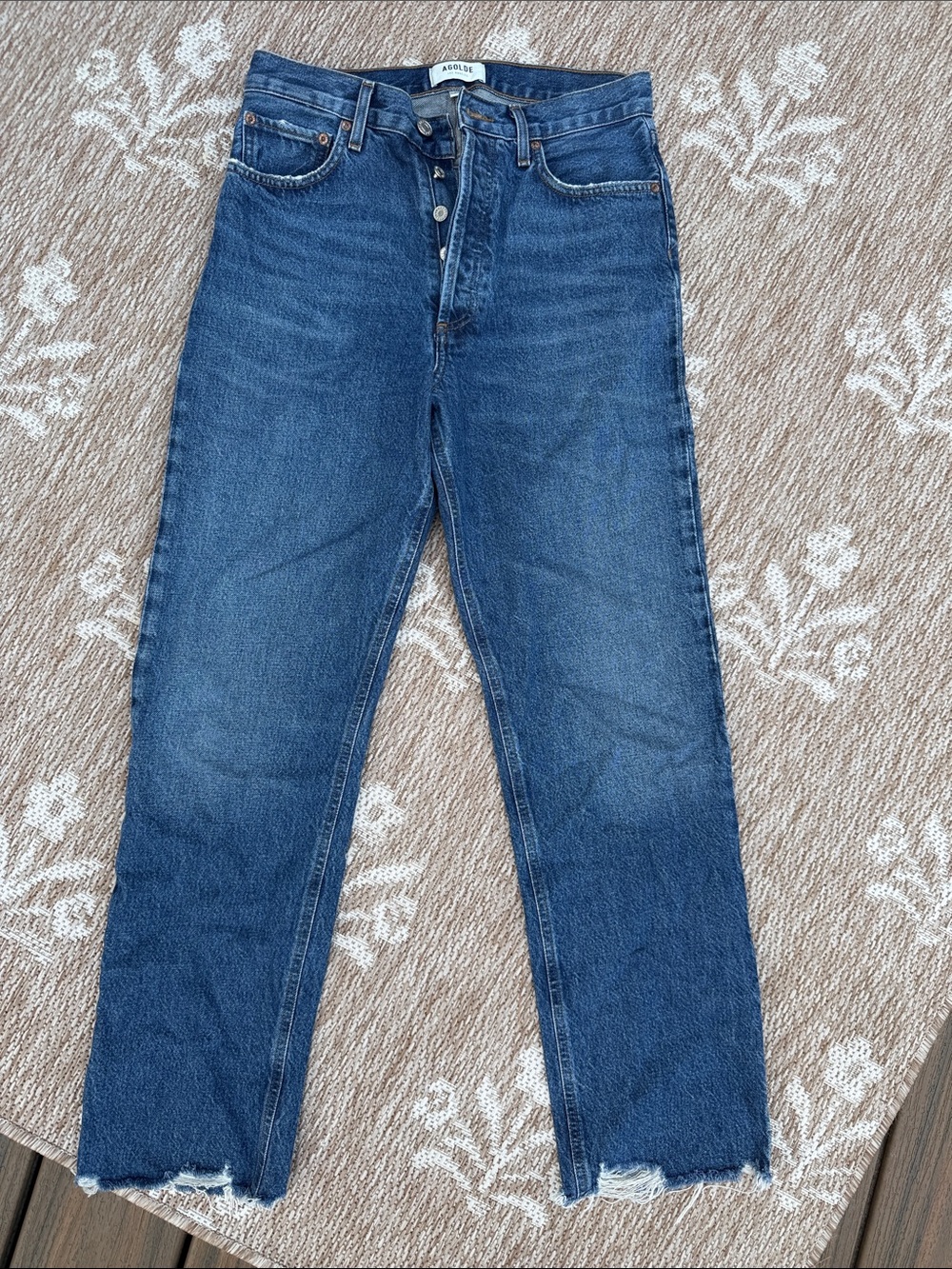 Agolde Dark Blue High-Rise Straight Jeans